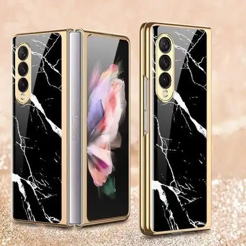 Marble Plating Glass Case for Galaxy Z Fold 3 5G