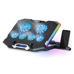 TopMate C11 RGB Laptop Cooling Pad – 6 Quiet Fans, Adjustable Height, Phone Holder & Blue LED Light