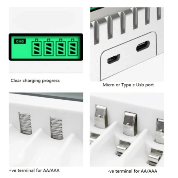 Four-Slot AA/AAA Ni - Cd Battery LCD Display Smart Fast Charger - Image 3