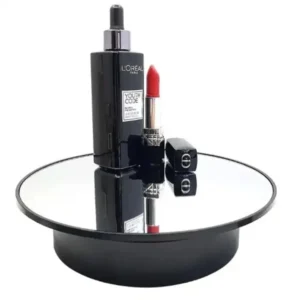 Battery Operated Mirror Top Turntable Stand - Black - 19.5 x 4cm