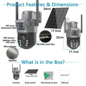 Dual-Lens 4G Solar Security Camera – V380 Pro