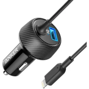 Anker 24W 2-Port Lightning Car Charger PowerDrive 2 Elite with 3ft MFi Cable